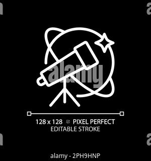 Astronomy and STEM pixel perfect white linear icon for dark theme Stock Vector