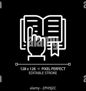 STEM in reading pixel perfect white linear icon for dark theme Stock Vector