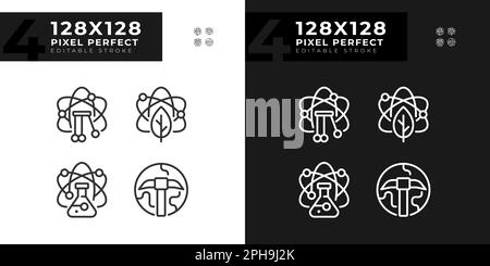 Data mining with STEM pixel perfect linear icons set for dark, light mode Stock Vector