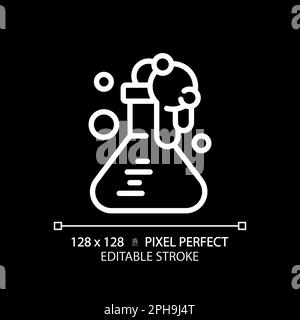 STEM in chemistry pixel perfect white linear icon for dark theme Stock Vector