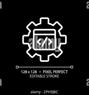 STEM in coding in pixel perfect white linear icon for dark theme Stock Vector