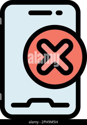Phone protect payment cancellation icon. Outline Phone protect payment cancellation vector icon for web design isolated on white background color flat Stock Vector