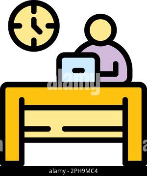 Rush job workplace icon. Outline Rush job workplace vector icon for web design isolated on white background color flat Stock Vector
