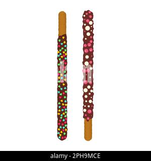 Frosted chocolate chip cookie sticks in sprinkles Stock Vector