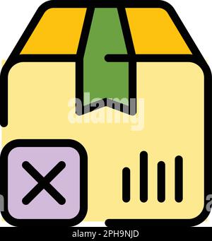 Declined parcel icon. Outline Declined parcel vector icon for web design isolated on white background color flat Stock Vector