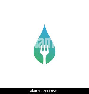 cutlery leaf logo design. leaf icon vector. food organic Stock Vector