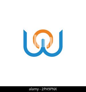 letter wo simple geometric line logo vector Stock Vector