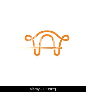 thread needle home door symbol logo vector Stock Vector