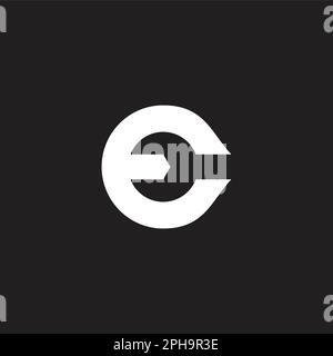wrench letter e  geometric negative space logo vector Stock Vector