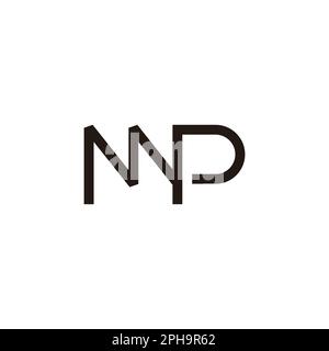 letter mp stripes simple line logo vector Stock Vector