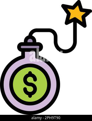 Result money bomb icon. Outline Result money bomb vector icon for web design isolated on white background color flat Stock Vector