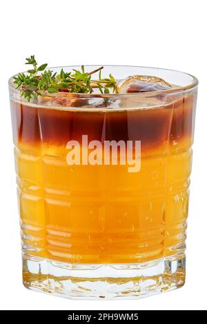 Cold orange espresso tonic mocktail isolated on white isolated on white background Stock Photo