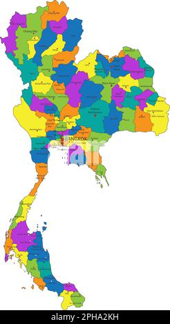 Southeast Asia map - 4 bright color scheme. High detailed political map ...