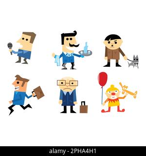 Set of cartoon people in different situations. Vector illustration isolated on white background. Stock Vector
