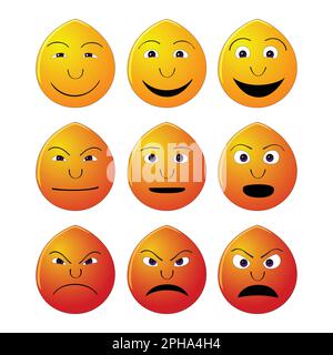 Set of emoticons with different emotions on a white background. Vector illustration Stock Vector