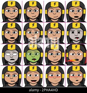 Illustration of a set of people with different facial expressions and emotions Stock Vector