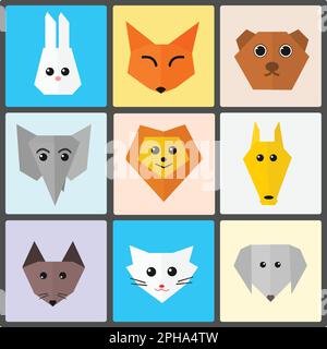 Set of funny animals Stock Vector