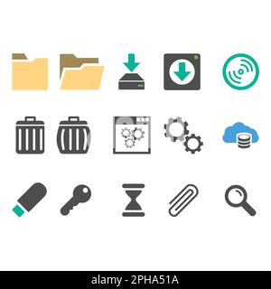 Data center icon set on white background. Vector illustration. Stock Vector