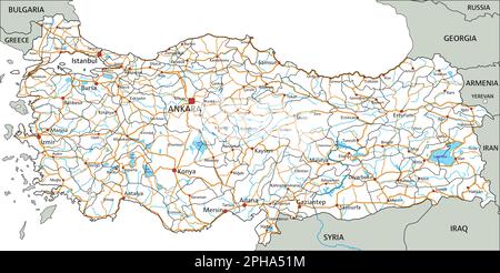 High detailed Turkey road map with labeling Stock Vector Image & Art ...