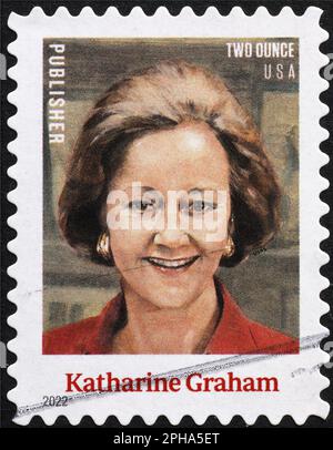 Katharine Graham on american postage stamp Stock Photo