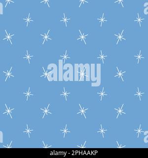 Simple abstract seamless pattern with snowflakes, sparks or stars. Textile linen home party decor texture. Cover napkins wrapping paper template. Vector illustration. Stock Vector