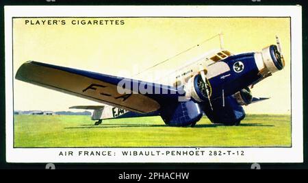 Air France, Wibault-Penhoet Airliner - Vintage Cigarette Card Stock Photo