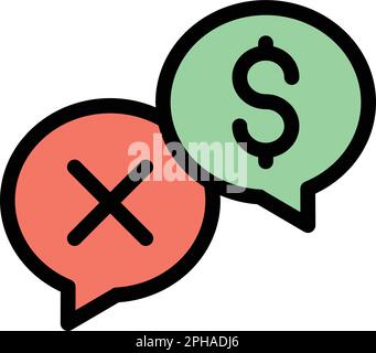 Chat payment rejection icon. Outline Chat payment rejection vector icon for web design isolated on white background color flat Stock Vector