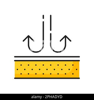 Waterproof fabric, liquids resistant surface. Waterproof breathable mattress, anti corrosion material outline icon. Vector skin care and protection si Stock Vector
