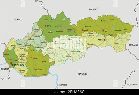 Slovakia Highly Detailed Editable Political Map With Labeling Stock Highly Detailed Editable Political Map With Separated Layers Slovakia 2phae6g 