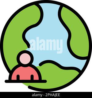 Study abroad icon. Outline Study abroad vector icon for web design isolated on white background color flat Stock Vector
