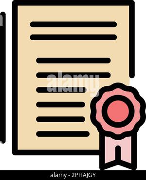 School diploma icon. Outline School diploma vector icon for web design isolated on white background color flat Stock Vector