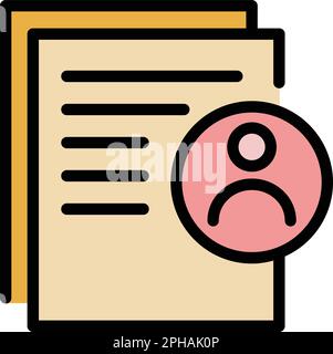 Student cv icon. Outline Student cv vector icon for web design isolated on white background color flat Stock Vector
