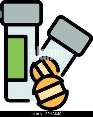 Protein tablets icon. Outline Protein tablets vector icon for web design isolated on white background color flat Stock Vector