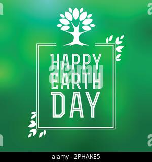 Happy Earth Day green poster design. Creative tree logotype concept. Tree of life icon. World Earth Day greetings. International day of Earth, annual Stock Vector