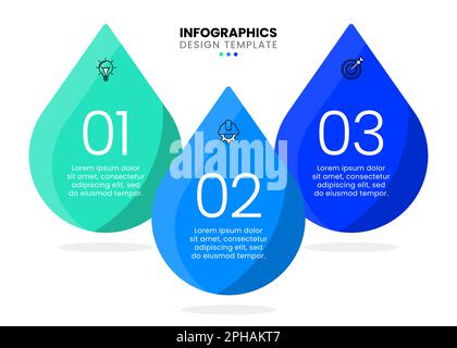 Infographic template with icons and 3 options or steps. Water drop. Can be used for workflow layout, diagram, banner, webdesign. Vector illustration Stock Vector
