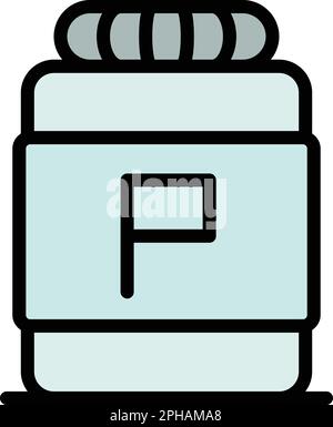 Protein bottle icon. Outline Protein bottle vector icon for web design isolated on white background color flat Stock Vector