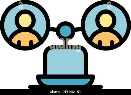 Human big data icon. Outline Human big data vector icon for web design isolated on white background color flat Stock Vector