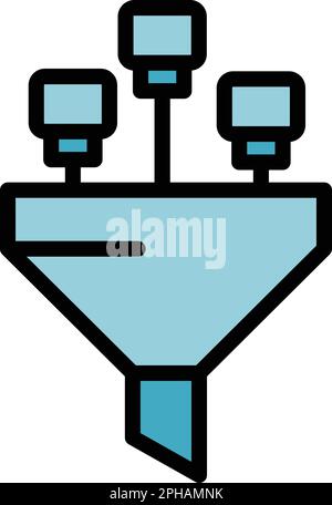 Funnel big data icon. Outline Funnel big data vector icon for web design isolated on white background color flat Stock Vector