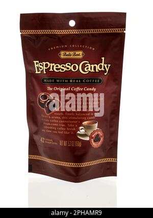 Winneconne, WI - 19 March 2023: A package of Balis best espresso candy coffee candy on an isolated background. Stock Photo