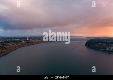 The Tacoma Narrows at sunset Stock Photo