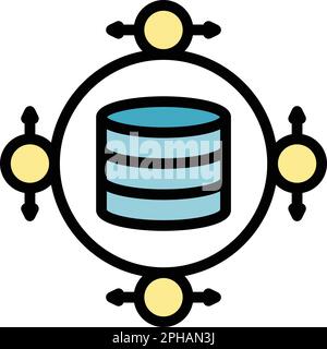 Big data service icon. Outline Big data service vector icon for web design isolated on white background color flat Stock Vector