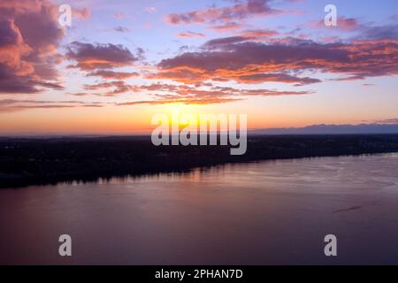 The Tacoma Narrows at sunset Stock Photo