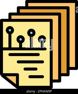 Big data sheets icon. Outline Big data sheets vector icon for web design isolated on white background color flat Stock Vector