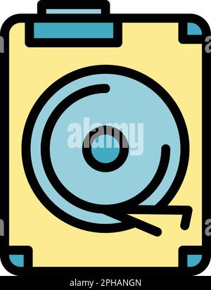 Big data disc icon. Outline Big data disc vector icon for web design isolated on white background color flat Stock Vector