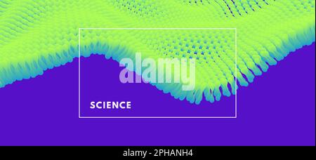 Molecular wave. Abstract background with dynamic particles. Layer of cells. Connection structure. 3d vector illustration for science or medical. Stock Vector