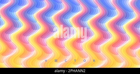 Abstract wavy background with dynamic effect. Modern screen design for mobile app and web. Fantasy digital art. 3d vector illustration. Stock Vector