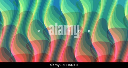 Abstract wavy background with dynamic effect. Modern screen design for mobile app and web. Fantasy digital art. 3d vector illustration. Stock Vector