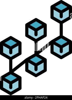 Blocks chain network icon. Outline Blocks chain network vector icon for web design isolated on white background color flat Stock Vector