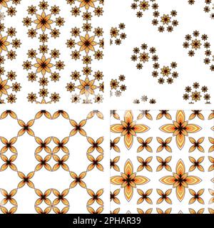 Black Brown Floral Seamless Pattern Set, perfect for plastic, wrapping paper and fabric Stock Vector