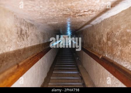 The Tunnel Leading To The Burial Chamber Inside The Pyramid Of Khafre